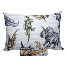 Jogo de Lençol Solteiro KazzaVip Malha Misto 70% Algodão e 30% Poliéster Estampado com Elástico 2 Peças T-Rex Cinza