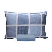 Jogo de Cama KazzaVip Solteiro Malha Mista 70% Algodão e 30% Poliéster Paraty 2 Peças Azul