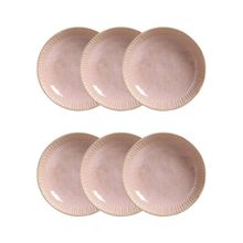 Conjunto de Pratos Fundos Porto Brasil Linhas Litchi Rosa Claro 830ml - 6 Peças