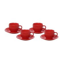 Jogo de Xícaras para Chá Hauskraft Bella com Pires Vermelho 150ml – 4 Peças