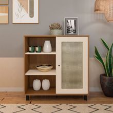 Buffet Artely Móveis Charlote 80x80cm 1 Porta Reversível 3 Nichos Cinamomo Off White