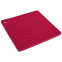 Descanso de Panela Quadrado Euro em Silicone 17x17 cm - Vermelho