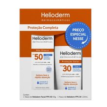 Kit Helioderm Protetor Solar Facial 3 em 1 Fps50 50g + Protetor Solar 2 em 1 Fps30 120ml
