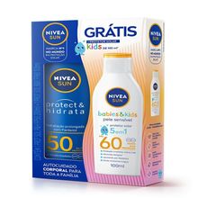 Kit Nivea Sun Protetor Solar Corporal Protect e Hidrata FPS50 200ml + Protetor Solar Kids e Babies FPS60 Pele Sensível 100ml