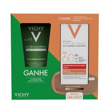 Kit Vichy Protetor Solar Capital Soleil UV-Pigment Control FPS60 Cor 3.0 40g + Gel de Limpeza Profunda Normaderm 50g