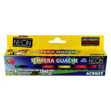 Tinta Guache 6 Cores Neon 15ml - Acrilex