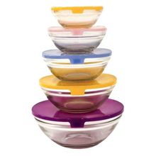 Conjunto Pote de Vidro Redondo com Tampa - 5 peças - Quanhe