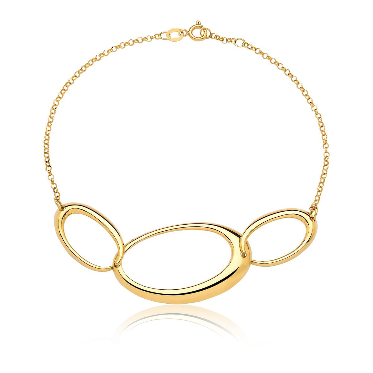 Pulseira de Ouro 18k com Elos Ovais