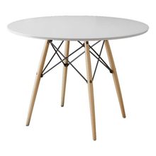 Mesa Eiffel Wood Tampo De Madeira 110 Cm Branco Asturias - Cor: Branco