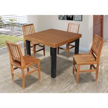 Mesa Jantar Catarina Quadrada 1M Com 4 Cadeiras Confort Ripada - Castanho - Marrom