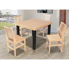 Mesa Jantar Catarina Quadrada 1M Com 4 Cadeiras Confort Ripada - Natural - Marrom