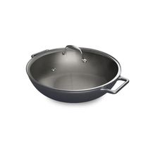 Panela Wok de Ferro Fundido Esmaltado Oxford Aroma Cinza 35cm para Indução