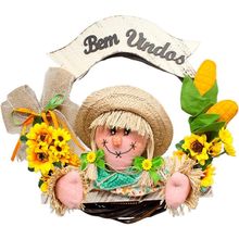 Decoração Guirlanda Espantalhos Caipira Enfeite Festa Junina Menina