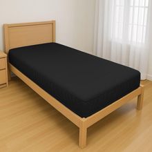 Capa Protetora Impermeável Colchão Lençol Elástico Solteiro 88x188x20cm - Preta