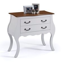 Cômoda Bombê Larga Antique 2 Gavetas Laca Branca