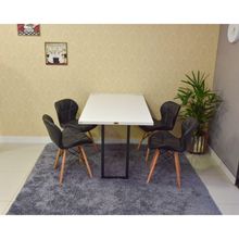 Conjunto Mesa Dobrável Branca e 4 Cadeiras Slim Preta