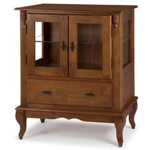 Cristaleira Baixa 2 Portas de Vidro 1 Gaveta Imbuia Verniz