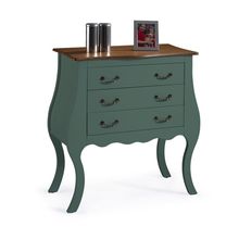 Cômoda Bombê Alta Antique 3 Gavetas Laca Verde Musgo