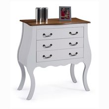 Cômoda Bombê Alta Antique 3 Gavetas Laca Branca