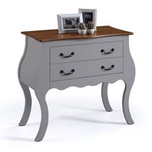 Cômoda Bombê Larga Antique 2 Gavetas Laca Cinza