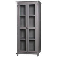 Cristaleira Lateral 2 Portas de Vidro e 3 Prateleiras Cinza