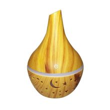 Mini Umidificador Aromatizador Abajur Usb Touch 2 Modos Estilo Madeira