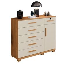 Cômoda Milão 6 Gavetas 1 Porta 1 Prateleira Com Sapateira Cinamomo Off