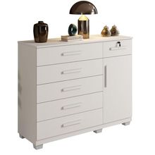 Cômoda Milão 6 Gavetas 1 Porta 1 Prateleira Com Sapateira Branco