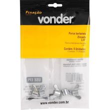 Porca Borboleta Zincada 1-4'' Com 5 Peças Vonder