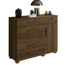 Cômoda Milano 6 Gavetas 1 Porta 1 Prateleira Com Sapateira Imbuia