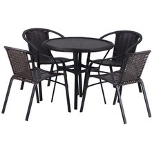 Kit 4 Cadeiras Alumínio E Mesa Tampo Varanda Jardim Piscina Tabaco