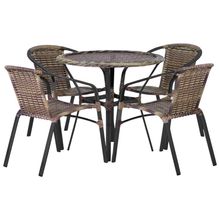 Kit 4 Cadeiras Alumínio E Mesa Tampo Varanda Jardim Piscina Cappuccino