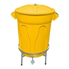 Lixeira Redonda 100l Amarela + Pedal De Aço Desmontável Jsn