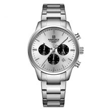 Relogio Masculino Esportivo Casual Quartzo Em Aço Inoxidável 30m À Prova Da Água Branco Prata