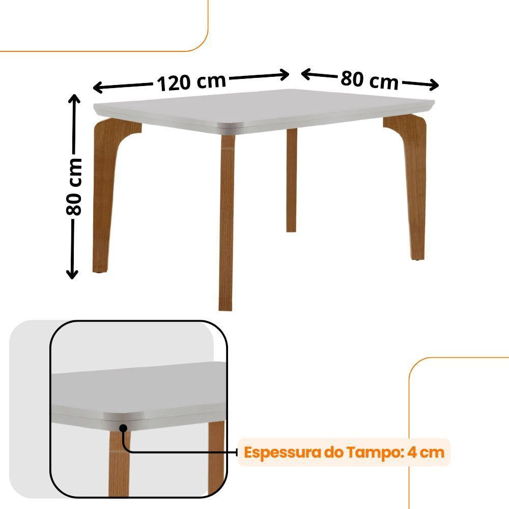 Conjunto Mesa Liz 120cm Em Mdf 4 Cadeiras Athenas Moderna Vel ...
