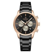 Relogio Masculino Esportivo Casual Quartzo Em Aço Inoxidável 30m À Prova Da Água Preto Rose