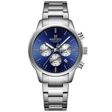 Relogio Masculino Esportivo Casual Quartzo Em Aço Inoxidável 30m À Prova Da Água Azul Prata