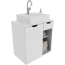 Gabinete De Banheiro 60 Cm 1 Porta Com Cuba Romana Branco