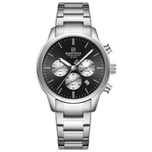 Relogio Masculino Esportivo Casual Quartzo Em Aço Inoxidável 30m À Prova Da Água Preto Prata