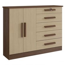 Cômoda New Athos 5 Gavetas Com Sapateira D Doro Castanho/linho
