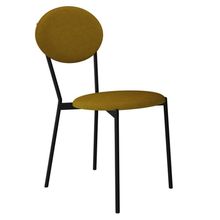 Cadeira Estofada Para Sala De Jantar Azuri Preto C01 Linho Mostarda - Lyam Decor