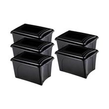 Kit 5 Caixas Plásticas Organizadoras 50l Eco Preto