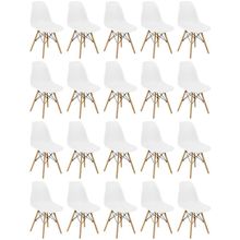 Conjunto 20 Cadeiras Charles Eames Eiffel Wood Base Madeira - Branca