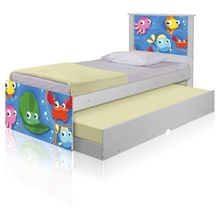 Bicama Juvenil Adesivada Fundo Do Mar Peixinhos Com Colchões