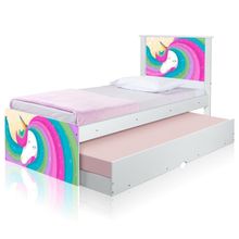 Bicama Juvenil Adesivada Unicórnio Arco íris Com Colchões
