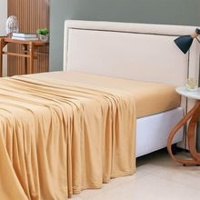 Lençol De Cima Avulso Minimal Liso King 01 Peça Malha 100% Algodão - Mostarda