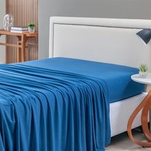 Lençol De Cima Avulso Minimal Liso Solteiro 01 Peça Malha 100% Algodão - Azul Marinho