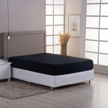 Lençol De Baixo Minimal Solteiro Avulso Com Elástico 01 Peça Malha 100% Algodão - Preto