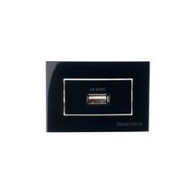 Placa Para Móveis 65x45 Com Tomada Carregador Usb-a Margirius Sleek 2a 10w Preto Ebony