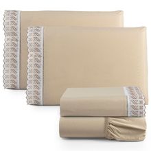 Jogo De Lençol Lese Percal 180 Fios King 4 Peças Barato - Castor - 100% Algodão